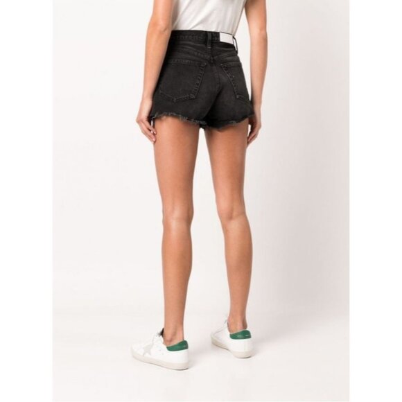 RE / DONE Jeans 70's High Rise Denim Shorts in Broken Black - Picture 2 of 8